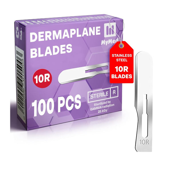 Stainless Steel 10R Blades Dermaplaning 10R Pack of 100 Dermaplaning Blades