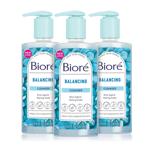 Bioré Balancing Face Wash, Cleanser For Combination Skin, 6.77 Oz, Pack of 3
