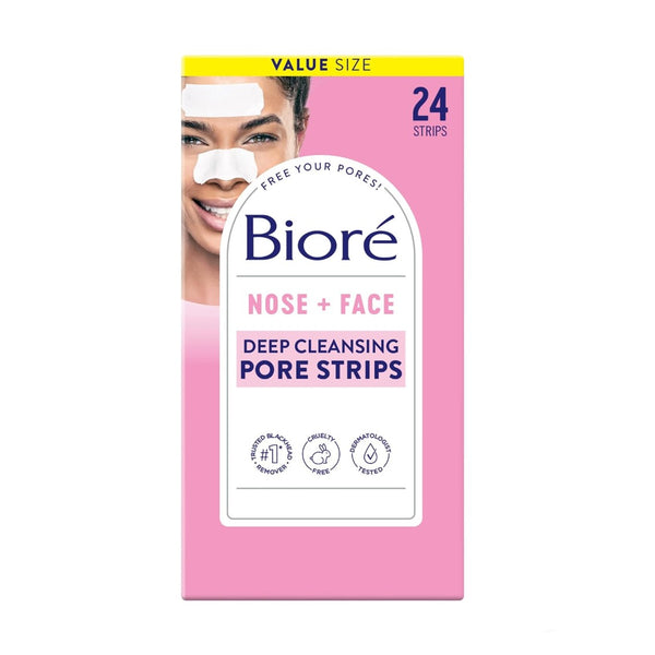 Bioré Nose+Face Blackhead Remover Strips, Value Size 24 Count