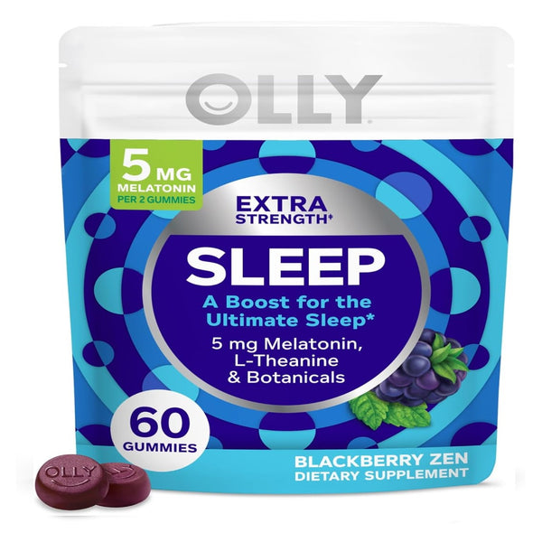 OLLY Extra Strength Sleep, 5 mg Melatonin L-Theanine, Chamomile and Botanicals - 60ct Pouch