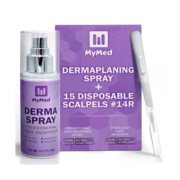Dermaplaning Spray + Dermaplane Razors for Women Face #14R Dermaplane Scalpels By Mymed