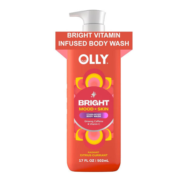 OLLY Bright Body Wash with Ginseng, Caffeine & Vitamin C, 17 oz