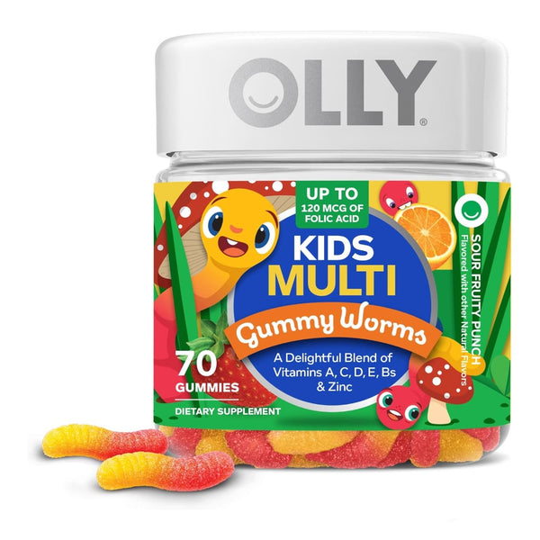 OLLY Kids Multivitamin Gummy Worms, 45 Day Supply (70 Count)