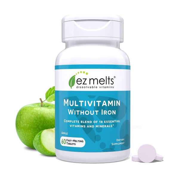 EZ Melts Dissolvable Multivitamin Without Iron 18 Vitamins & Minerals -1-Month Supply